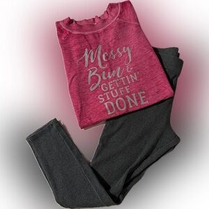 Maurices long tunic distressed graphic sz med w leggings set